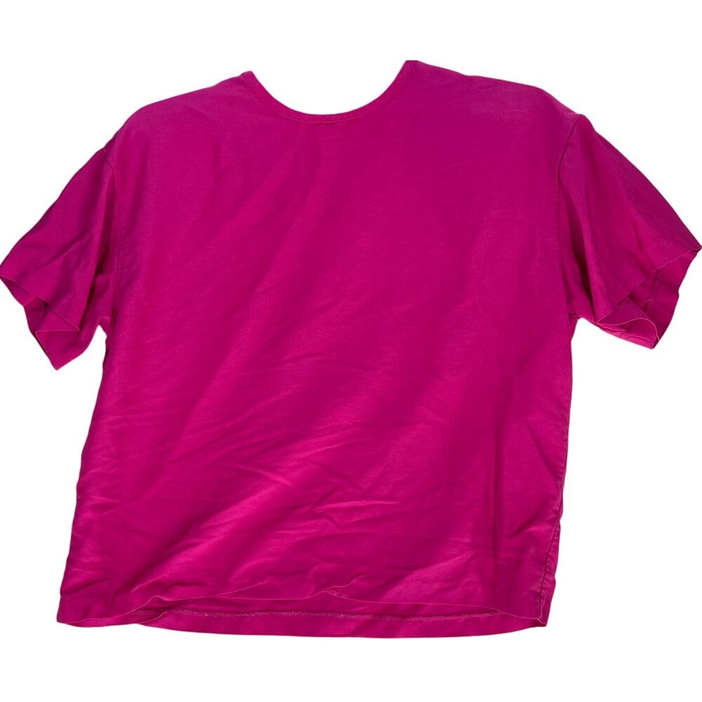 Vintage Gemilli Top Women Size M Pink Rayon Nylon Short Sleeve Crew Neck Basic